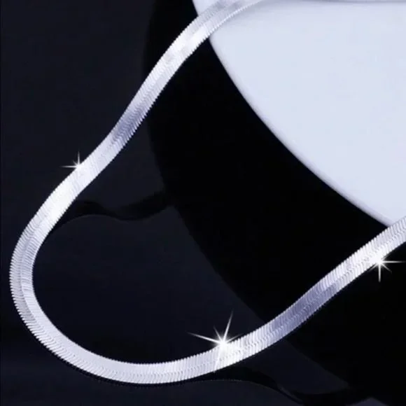 “20” 925 STERLING SILVER SNAKE FLATE NECKLACE - Picture 7 of 7